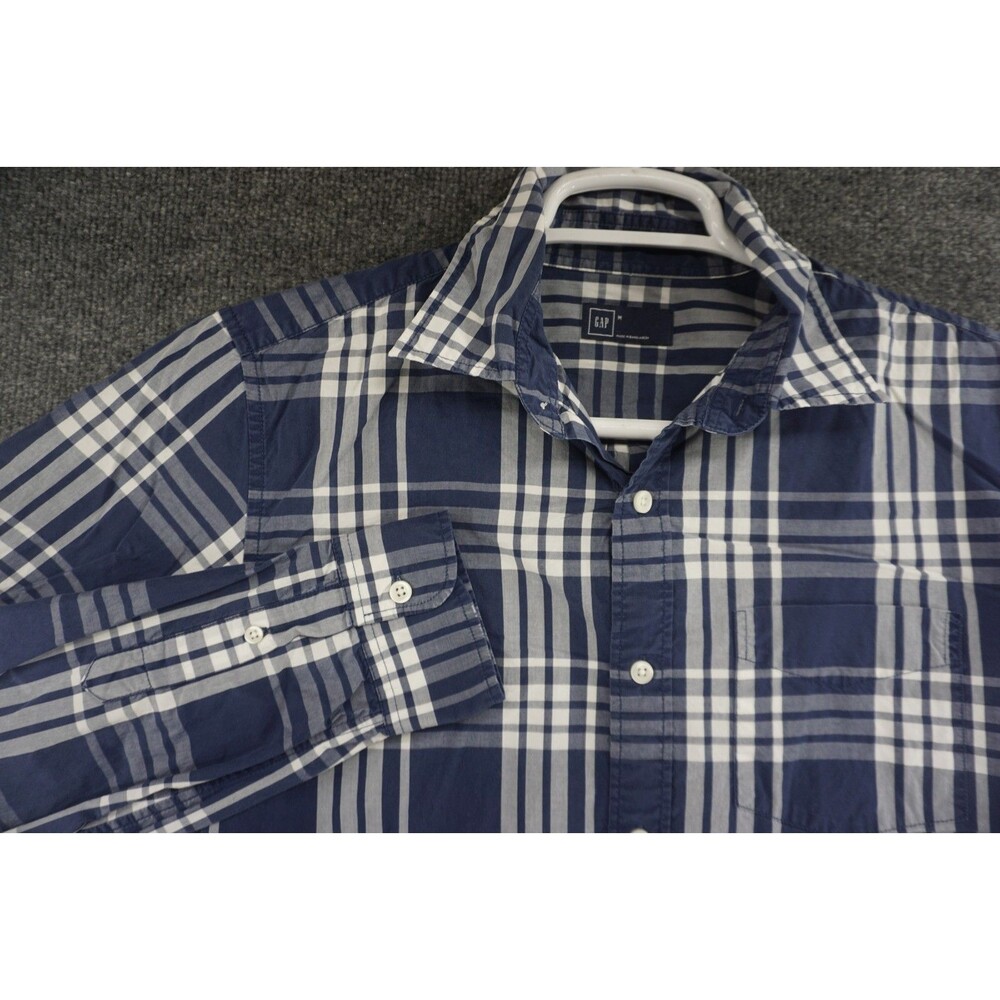 Gap Shirt Mens Medium Button Down Long Sleeve Blue Plaid